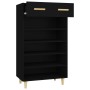 Mueble zapatero de madera contrachapada negro 60x35x105 cm