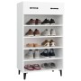 Mueble zapatero de madera contrachapada blanco 60x35x105 cm