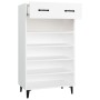 Mueble zapatero de madera contrachapada blanco 60x35x105 cm
