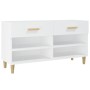 Mueble zapatero de madera contrachapada blanco 102x35x55 cm