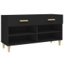Mueble zapatero de madera contrachapada negro 102x35x55 cm