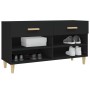 Mueble zapatero de madera contrachapada negro 102x35x55 cm