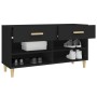Mueble zapatero de madera contrachapada negro 102x35x55 cm