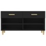 Mueble zapatero de madera contrachapada negro 102x35x55 cm
