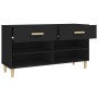 Mueble zapatero de madera contrachapada negro 102x35x55 cm