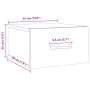 Mesitas de noche de pared 2 uds color roble Sonoma 35x35x20 cm