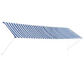 Toldo retráctil 400x150 cm azul y blanco Toldo retráctil 400x150 cm azul y blanco