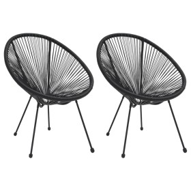 Moon garden chairs 2 units black rattan by vidaXL, Garden chairs - Ref: Foro24-312164, Price: 165,82 €, Discount: %
