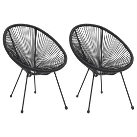 Moon Gartenstühle 2 Einheiten aus schwarzem Rattan von vidaXL, Gartenstühle - Ref: Foro24-312164, Preis: 166,39 €, Rabatt: %