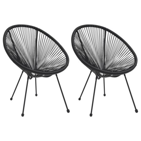 Sillas de jardín Moon 2 unidades ratán negro de vidaXL, Sillas de jardín - Ref: Foro24-312164, Precio: 165,82 €, Descuento: %