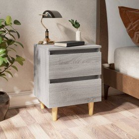 Mesitas de noche 2 uds patas de madera gris Sonoma 40x35x50 cm Mesitas de noche 2 uds patas de madera gris Sonoma 40x35x50 cm