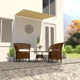 Toldo retráctil 150x150 cm amarillo y blanco Toldo retráctil 150x150 cm amarillo y blanco