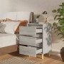 Mesita de noche con patas madera maciza gris Sonoma 40x35x69 cm