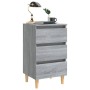 Mesita de noche con patas madera maciza gris Sonoma 40x35x69 cm