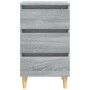 Mesita de noche con patas madera maciza gris Sonoma 40x35x69 cm