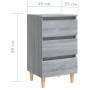 Mesita de noche con patas madera maciza gris Sonoma 40x35x69 cm