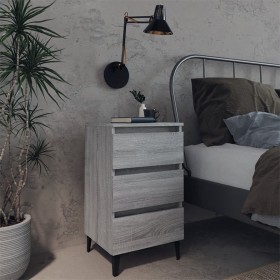 Mesita de noche con patas de metal gris Sonoma 40x35x69 cm Mesita de noche con patas de metal gris Sonoma 40x35x69 cm