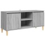 Mesita de noche patas madera maciza gris Sonoma 103,5x35x50 cm en Muebles TV | Comprar online en Foro24