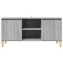Mesita de noche patas madera maciza gris Sonoma 103,5x35x50 cm en Muebles TV | Comprar online en Foro24