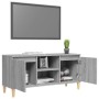 Mesita de noche patas madera maciza gris Sonoma 103,5x35x50 cm en Muebles TV | Comprar online en Foro24