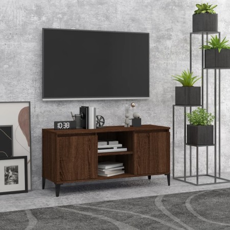 Mueble de TV con patas de metal marrón roble 103,5x35x50 cm en Muebles TV | Comprar online en Foro24