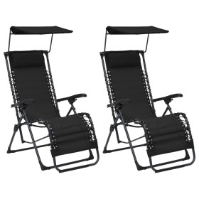 Folding chairs 2 units black textilene by vidaXL, Loungers - Ref: Foro24-312471, Price: 223,12 €, Discount: %