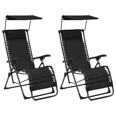 Folding chairs 2 units black textilene by vidaXL, Loungers - Ref: Foro24-312471, Price: 207,07 €, Discount: %