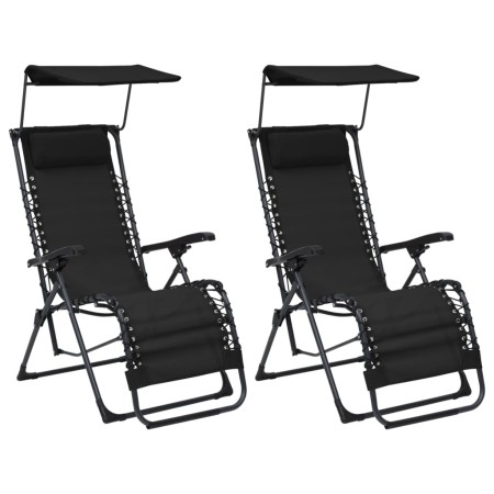 Klappstühle 2 Einheiten aus schwarzem Textilene von vidaXL, Liegen - Ref: Foro24-312471, Preis: 223,12 €, Rabatt: %