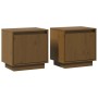 Mesitas de noche 2 uds madera de pino marrón miel 40x30x40 cm