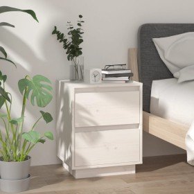 Mesita de noche madera maciza de pino blanco 40x35x50 cm Mesita de noche madera maciza de pino blanco 40x35x50 cm