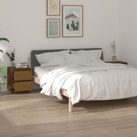 Mesitas de noche 2 uds madera de pino marrón miel 40x35x50 cm Mesitas de noche 2 uds madera de pino marrón miel 40x35x50 cm