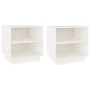 Mesitas de noche 2 uds madera maciza de pino blanco 40x34x40 cm