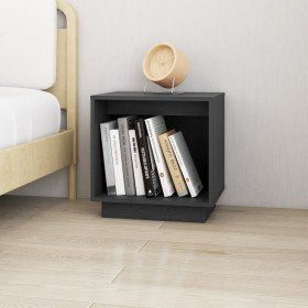 Mesita de noche de madera maciza de pino gris 40x30x40 cm en Mesitas de noche | Comprar online en Foro24