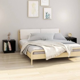 Mesitas de noche 2 uds madera maciza de pino negro 40x30x40 cm Mesitas de noche 2 uds madera maciza de pino negro 40x30x40 cm