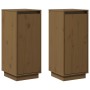 Aparador 2 uds madera maciza de pino marrón miel 31,5x34x75 cm