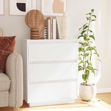 Aparador de madera maciza de pino blanco 60x34x75 cm