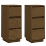 Aparador 2 uds madera maciza de pino marrón miel 32x34x75 cm