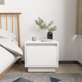Mesita de noche madera maciza de pino blanco 35x34x32 cm Mesita de noche madera maciza de pino blanco 35x34x32 cm
