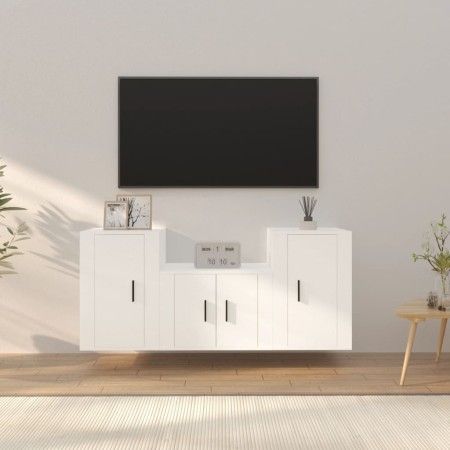 3-teiliges TV-Möbelset aus weißem Sperrholz von vidaXL, TV-Möbel - Ref: Foro24-3188382, Preis: 112,51 €, Rabatt: %