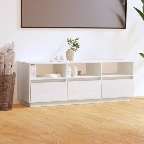 Mueble de TV de madera maciza de pino blanco 140x37x50 cm Mueble de TV de madera maciza de pino blanco 140x37x50 cm