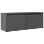 Armarios de pared 2 uds madera maciza pino gris 45x30x35 cm