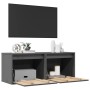 Armarios de pared 2 uds madera maciza pino gris 45x30x35 cm