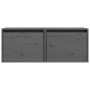 Armarios de pared 2 uds madera maciza pino gris 45x30x35 cm