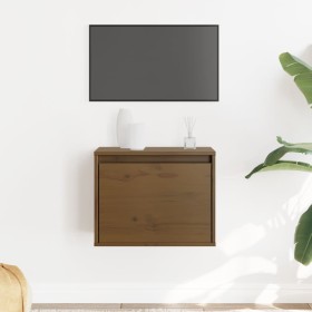 Armario de pared madera maciza de pino marrón miel 45x30x35 cm