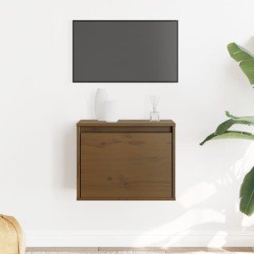 Armario de pared madera maciza de pino marrón miel 45x30x35 cm