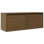Armarios pared 2 uds madera maciza pino marrón miel 45x30x35 cm