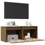 Armarios pared 2 uds madera maciza pino marrón miel 45x30x35 cm