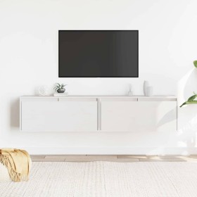 Armario de pared 2 uds madera maciza de pino blanco 80x30x35 cm