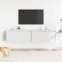 Armario de pared 2 uds madera maciza de pino blanco 80x30x35 cm