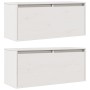 Armario de pared 2 uds madera maciza de pino blanco 80x30x35 cm